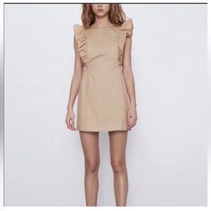 Zara TRF ruffled dress camel